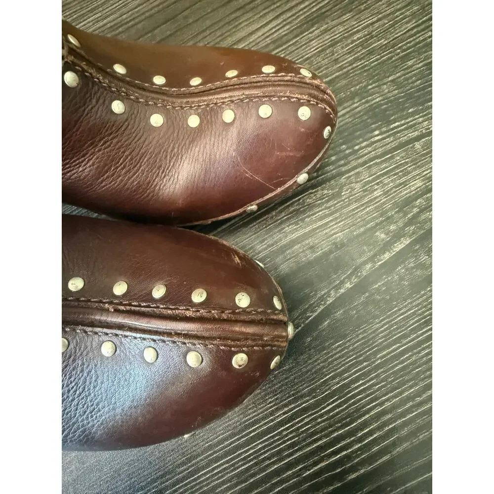 Vintage MICHAEL Michael Kors Brown Leather Studded Astor Mules Clogs Sz. 8